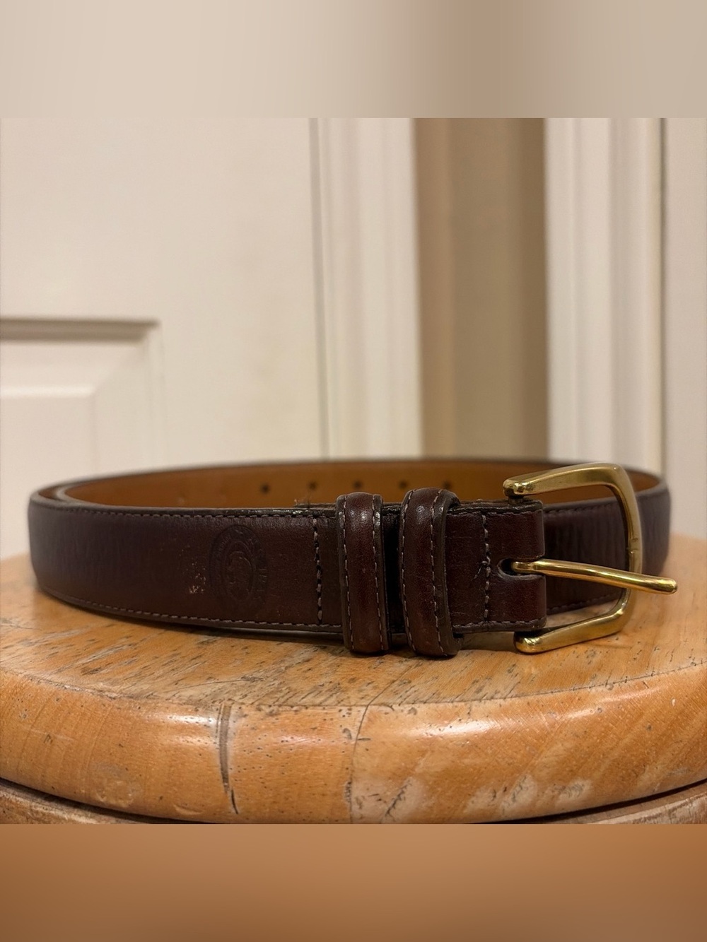 H.S. Trask & Co. Authentic American Bison Leather Belt with Brass Buckle Size 44